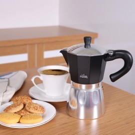 Any Morning 240 ml Alüminyum Moka Pot Espresso Kahve Makinesi Siyah HES-6