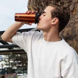 Any Morning 500 ml Paslanmaz Çelik Termos Mug, Çift Katmanlı, Sızdırmaz Kapak, Bakır Rengi SI231902