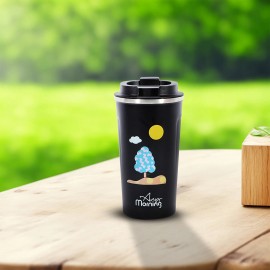 Any Morning 510 ml Paslanmaz Çelik Termos Mug, 6 Saat Sıcak, 10 Saat Soğuk, Siyah  SK22016