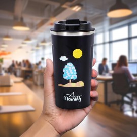 Any Morning 510 ml Paslanmaz Çelik Termos Mug, 6 Saat Sıcak, 10 Saat Soğuk, Siyah  SK22016