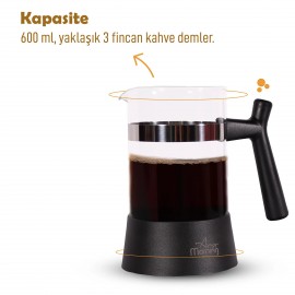 Any Morning 600 ml  French Press, Borosilikat Cam Kahve ve Bitki Çayı Demleme FF084