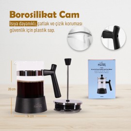 Any Morning 600 ml  French Press, Borosilikat Cam Kahve ve Bitki Çayı Demleme FF084