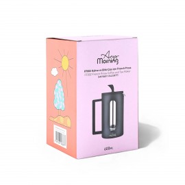 Any Morning 600 ml French Press, Darbeye Dayanıklı Cam, 304 Paslanmaz Çelik Filtreli FF002
