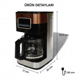 Any Morning SH21615S Dokunmatik Ekranlı Zaman ve Aroma Ayarlı Filtre Kahve Makinesi Bakır Rengi
