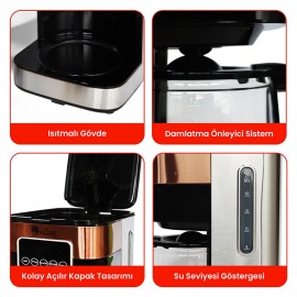 Any Morning SH21615S Dokunmatik Ekranlı Zaman ve Aroma Ayarlı Filtre Kahve Makinesi Bakır Rengi