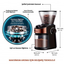 Any Morning SH25836B Dijital Zamanlayıcılı 25 Öğütme Ayarlı Elektrikli Kahve Öğütücü
