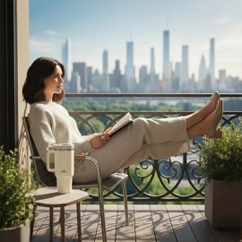 Any Morning Vaha 1200 ml Üç Kademe Çevirmeli Kapaklı Çift Katman Çelik Termos Mug Açık Somon SI2440217