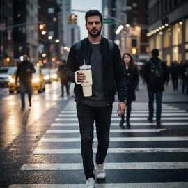 Any Morning Vaha 1200 ml Üç Kademe Çevirmeli Kapaklı Çift Katman Çelik Termos Mug Açık Somon SI2440217