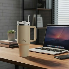 Any Morning Vaha 1200 ml Üç Kademe Çevirmeli Kapaklı Çift Katman Çelik Termos Mug Açık Somon SI2440217