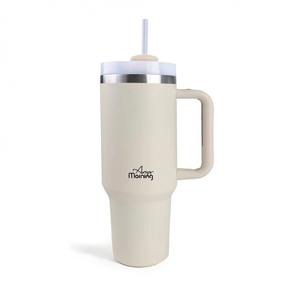 Any Morning Vaha 1200 ml Üç Kademe Çevirmeli Kapaklı Çift Katman Çelik Termos Mug Açık Somon SI2440217