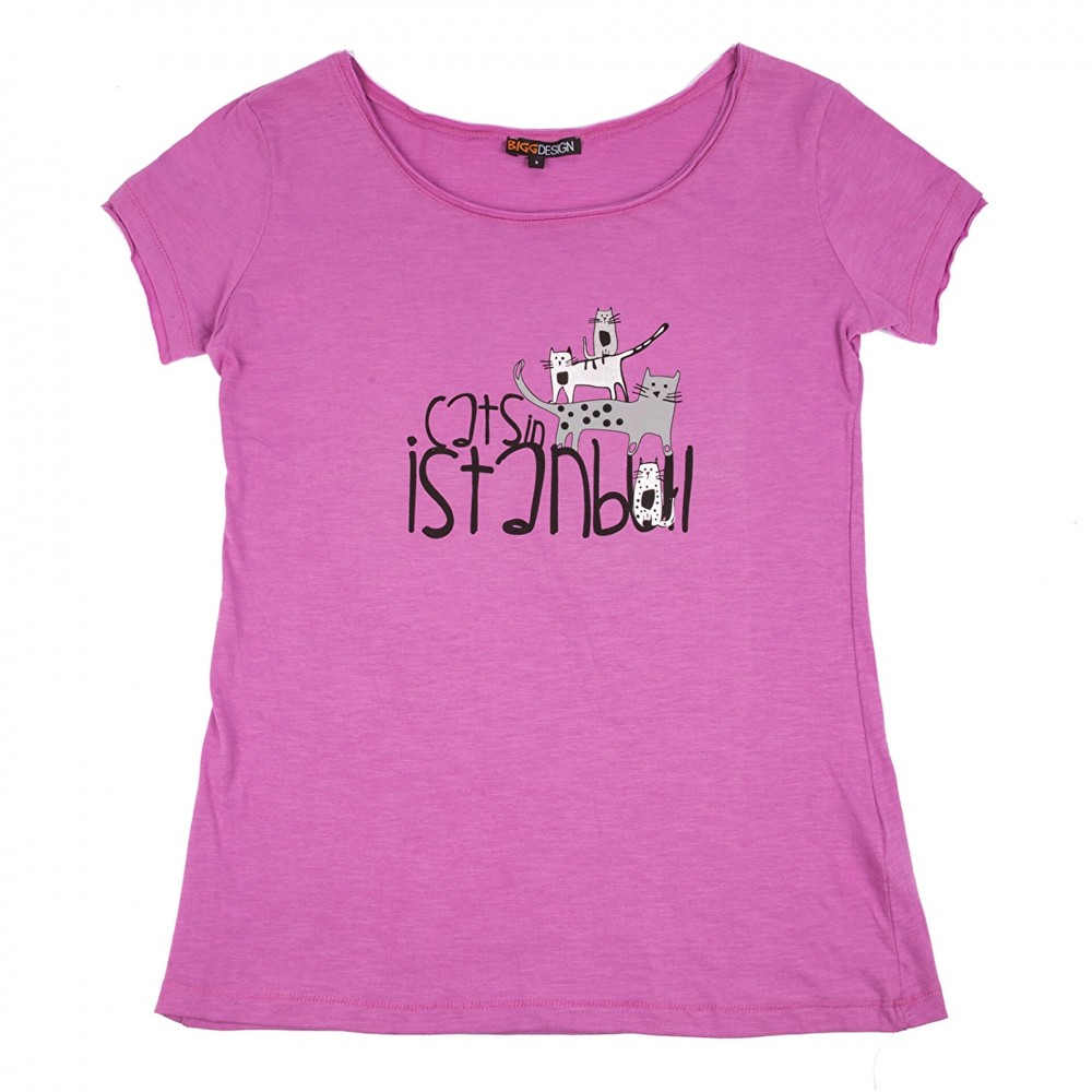 Biggdesign Cats in Istanbul Pembe Kadın T-Shirt