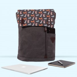 Biggdesign Dogs Vintage Su Geçirmez Kumaşlı 15 inç Laptop Uyumlu Okul Sırt Çantası Gri