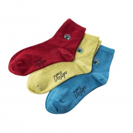 Biggdesign Gözüm Sende Simli Kadın 3'lü Kısa Soket Çorap Seti