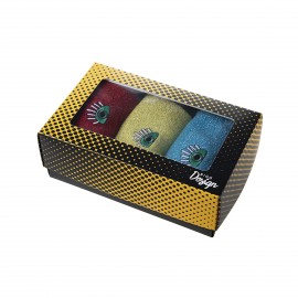 Biggdesign Gözüm Sende Simli Kadın 3'lü Kısa Soket Çorap Seti