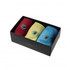 Biggdesign Gözüm Sende Simli Kadın 3'lü Kısa Soket Çorap Seti