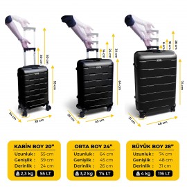 Biggdesign Moods Up 3'lü Valiz Seti, TSA Kilitli, ABS Gövde, Siyah