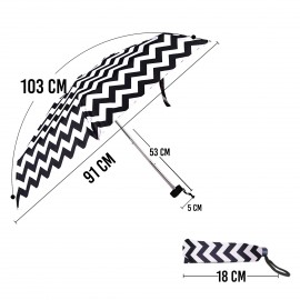 Biggdesign Moods Up Siyah Beyaz Zikzaklı Manuel Mini Şemsiye