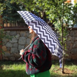 Biggdesign Moods Up Siyah Beyaz Zikzaklı Manuel Mini Şemsiye