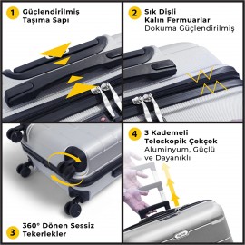 Biggdesign Moods Up TSA Kilitli 24" ABS Gövdeli Valiz  | Orta Boy-Gümüş