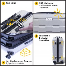 Biggdesign Moods Up TSA Kilitli 24" ABS Gövdeli Valiz  | Orta Boy-Gümüş