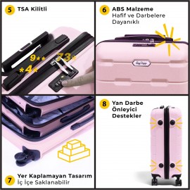Biggdesign Moods Up TSA Kilitli 28" ABS Gövdeli Valiz  | Büyük Boy-Pembe