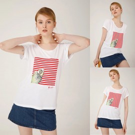 Biggdesign Pistachio Çizgili Kadın T-Shirt