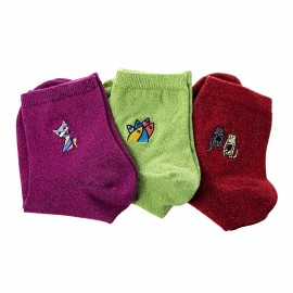 Biggdesign Simli Kadın 3'lü Kısa Soket Çorap Seti