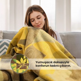 Bigghome Botanik  Çift Kişilik Battaniye 200 x 220 cm
