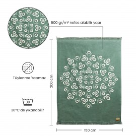 Bigghome Çintemani Yeşil Tek Kişilik Battaniye 150 x 200 cm