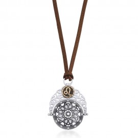 Aslan Burcu Gümüş Uzun Kolye