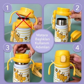 Çelik Küçük Çocuk Matarası Arı Vız Vız 360ml