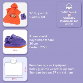 Çocuk Panço ve Ev Terliği Seti Jungle Friends