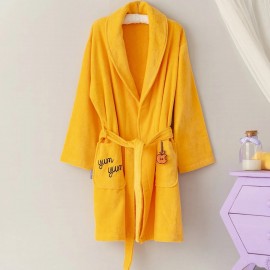 Kadife Kadın Bornoz Tombiş Kedi