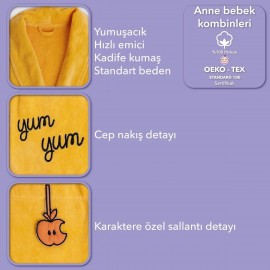 Kadife Kadın Bornoz Tombiş Kedi