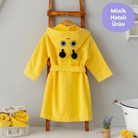 Sarı Kadife Çocuk Bornoz 2-4 Yaş