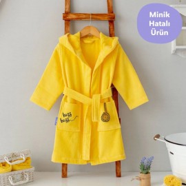 Sarı Kadife Çocuk Bornoz 2-4 Yaş