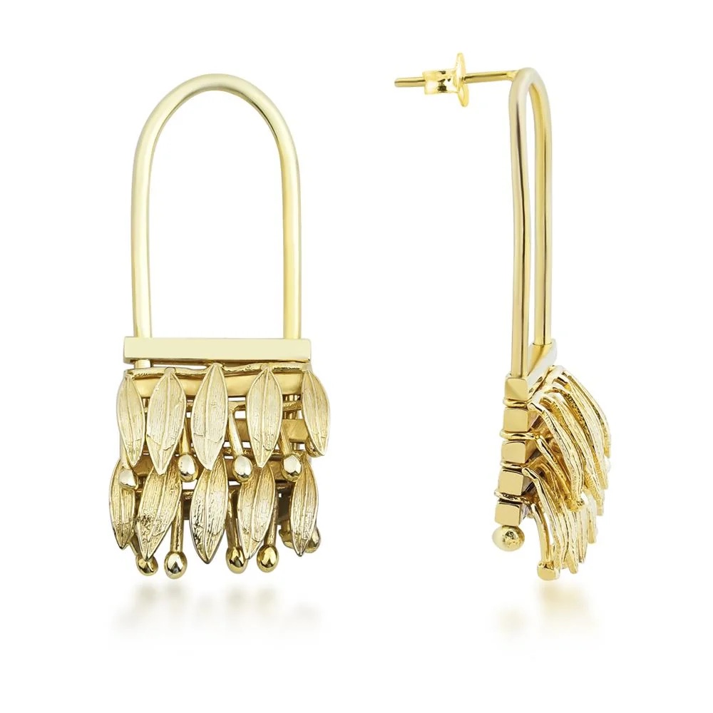 Zeytin Dalı Altın Kaplama Küpe