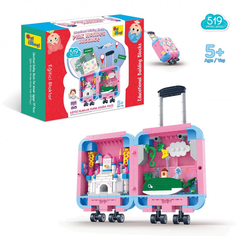 Ogi Mogi Toys Eğitici Bloklar Pembe Valiz 519 Parça Yapı Seti