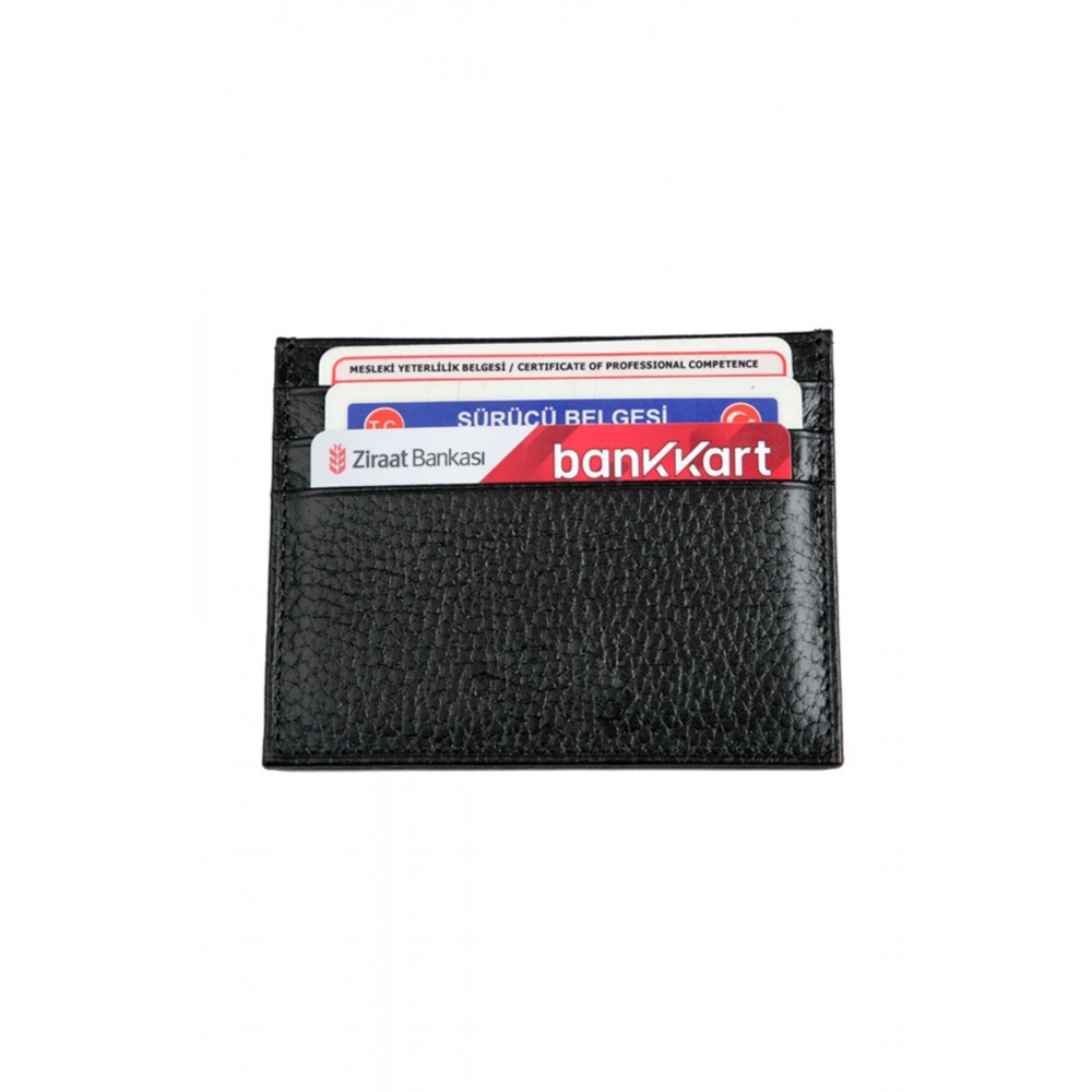 SKS Leben Unisex Siyah Hakiki Deri Kartlık