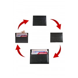 SKS Leben Unisex Siyah Hakiki Deri Kartlık